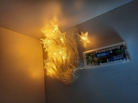 Гирлянда "Звездочки"1,5 м , прозрачная нить,2 режима, на батарейке, теплый белый