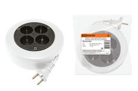 Удлинитель-рулетка УХ10-104 бело-черная 5 метров, 4 гнезда, ПВС-2x0,75 10А/250В TDM