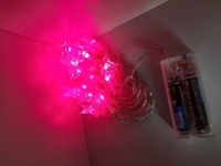 Гирлянда "Звездочки"3 м , прозрачная нить,2 режима, на батарейке, розовый